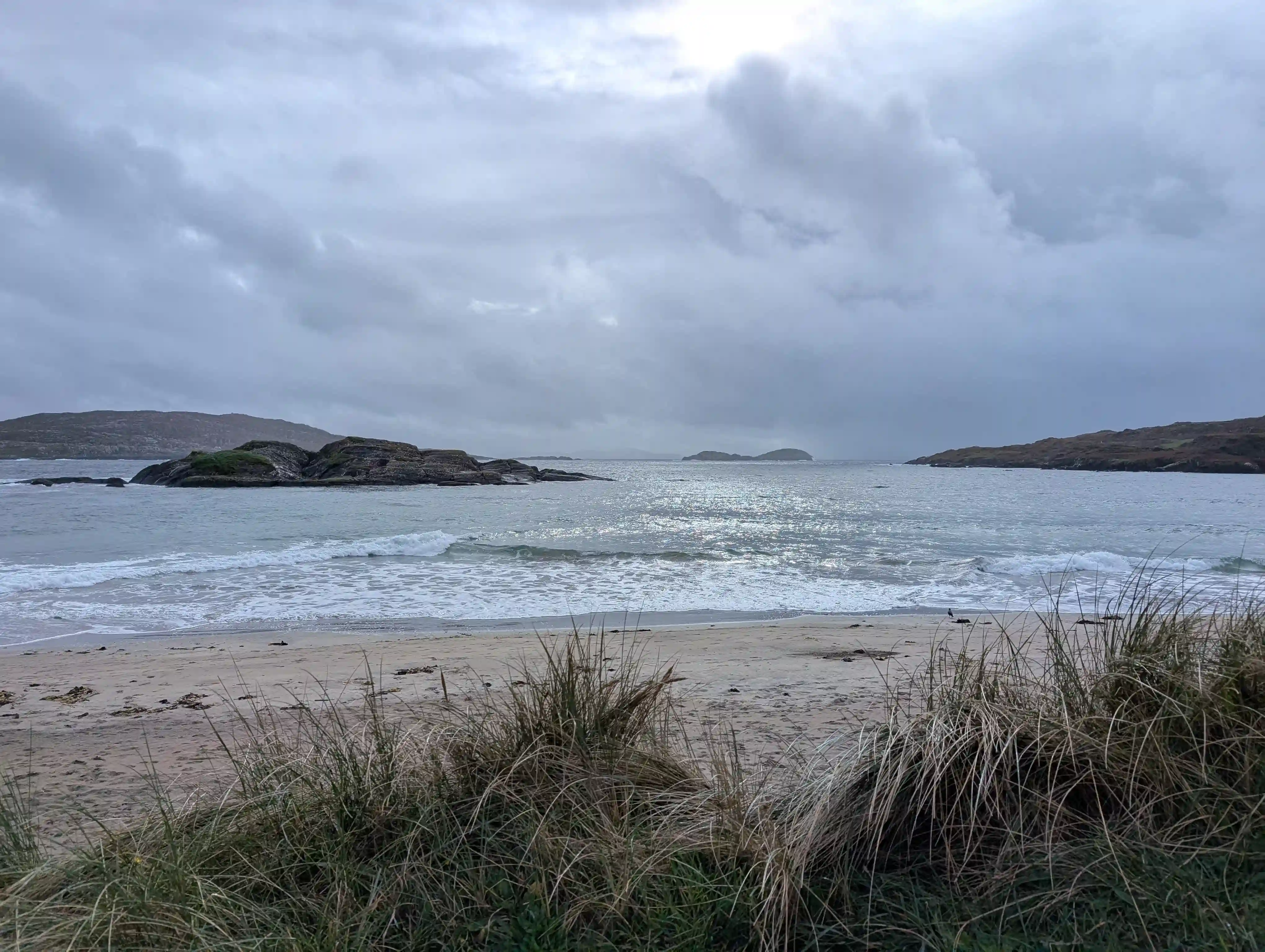 Coastal bay with waves and rocky islands