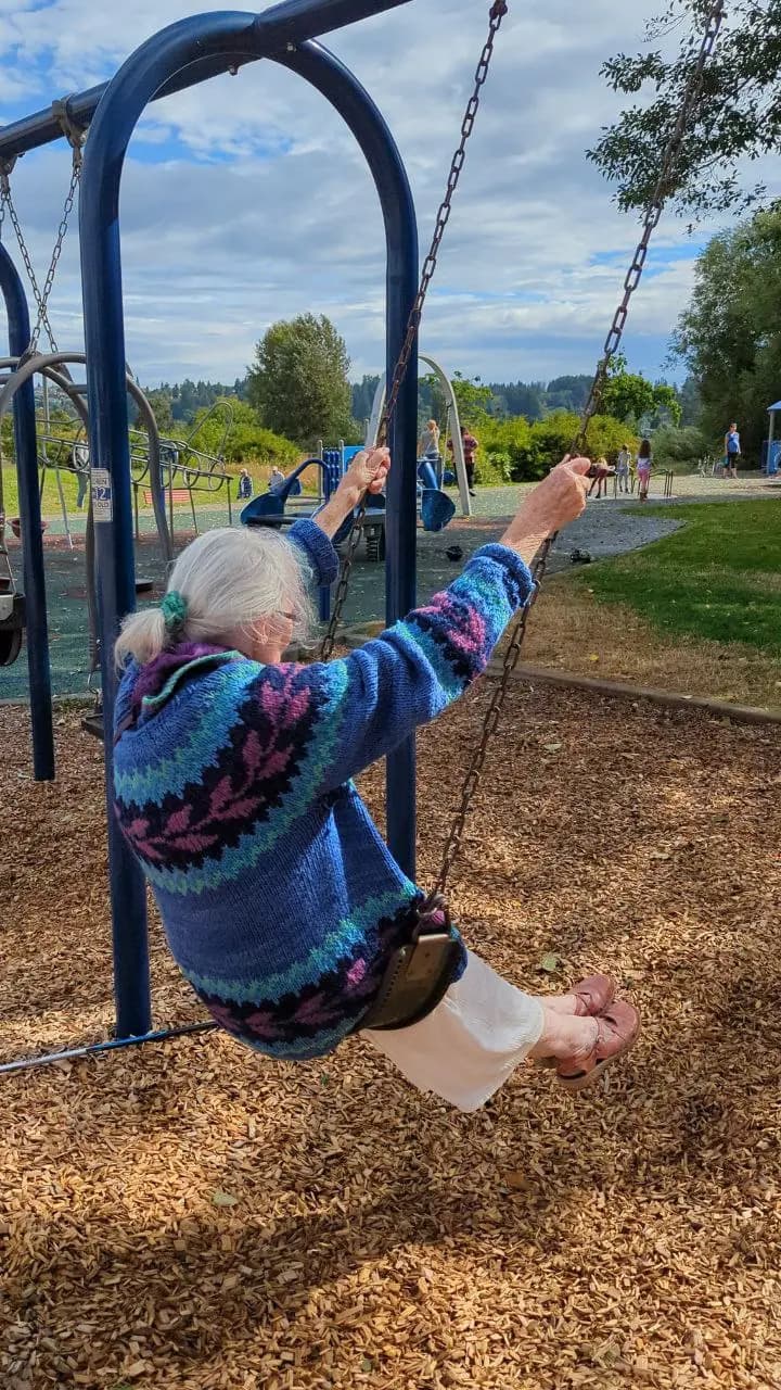 Senior enjoying time on a porch swing